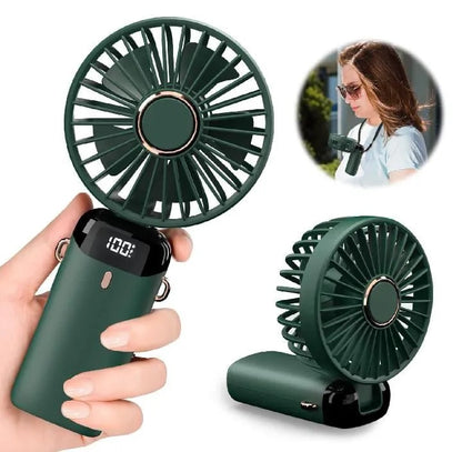 Portable Hand-held Folding Desk Fan - 5 Speed - USB Rechargeable