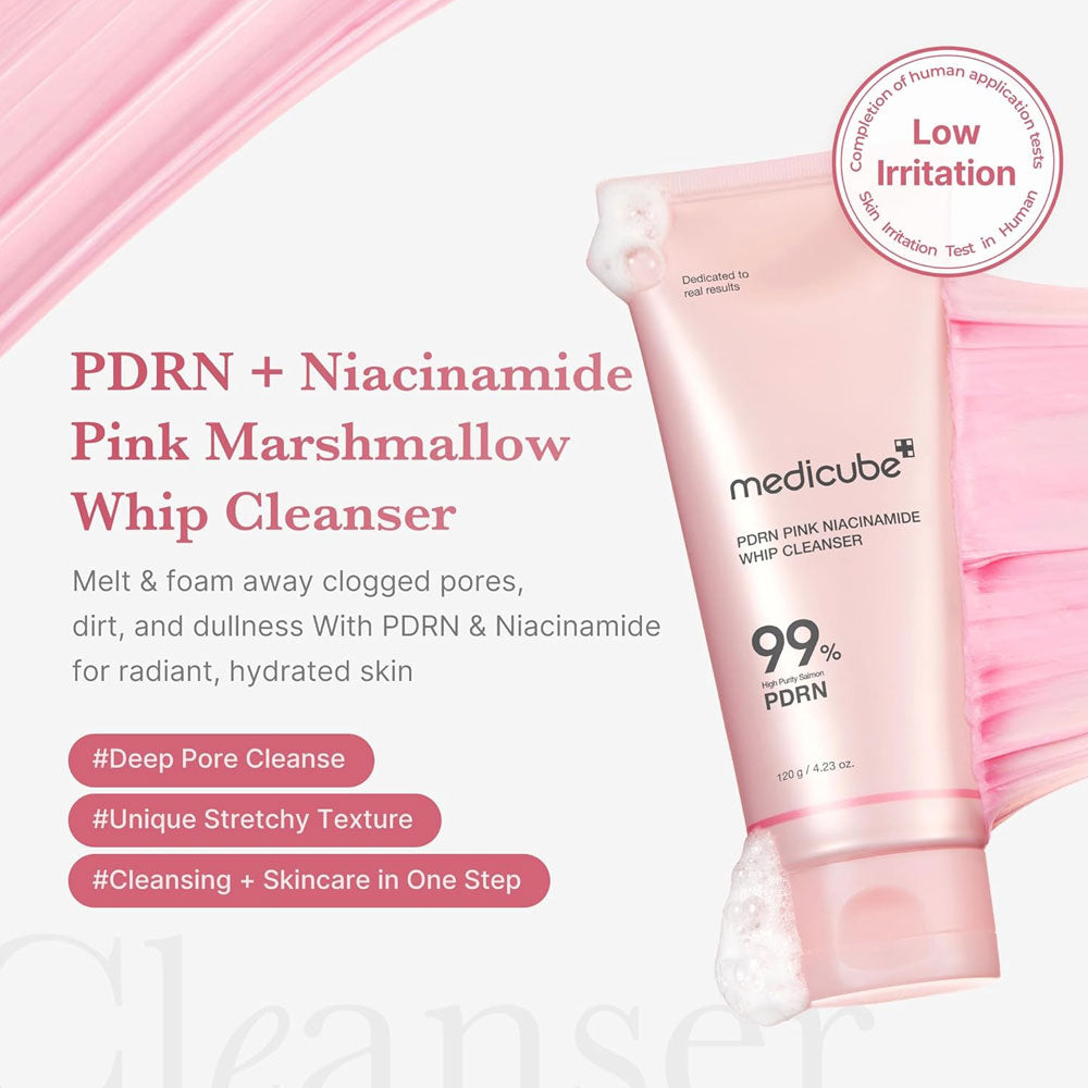 Medicube PDRN Pink Niacinamide Whip Cleanser - 120G (Original)